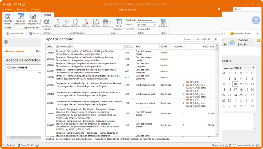 Contratos precargados e integrados en tu programa para nóminas