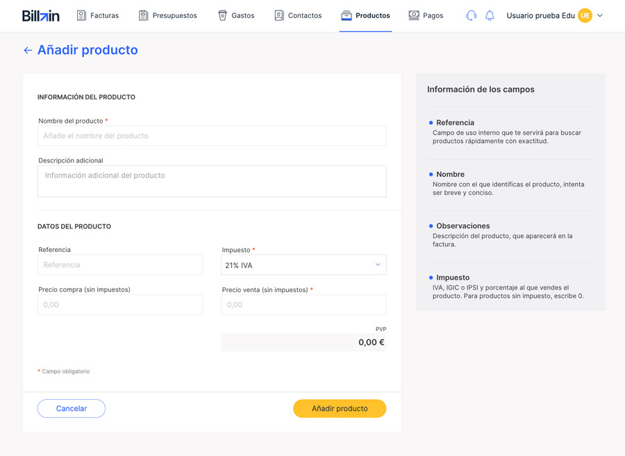 Productos y servicios